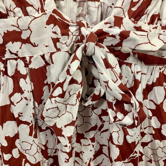Aakaa Floral Maxi Dress Women Sz S Reddish Brown & White Fall Boho - Picture 2 of 7